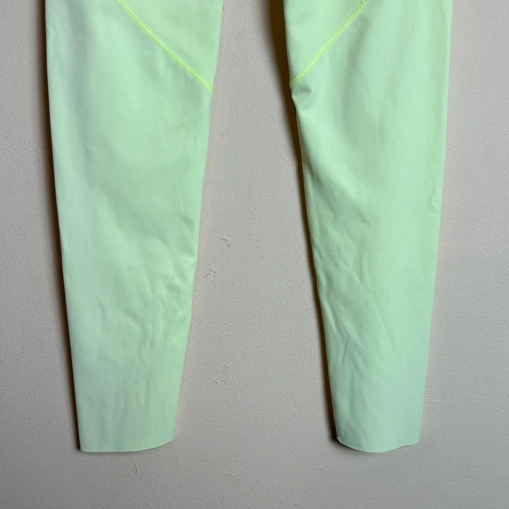 Aerie Neon Yellow Green High Rise Raw Hem Full Length Leggings Womens Size Small - Picture 9 of 16